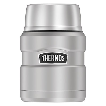 Thermos Stainless Steel Food Jar w/Folding Spoon, 16 oz., Matte Steel SK3000MSTRI4