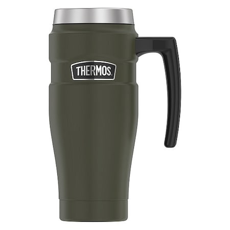 Thermos Stainless Steel Travel Mug, 16 oz., Army Green, Hot 7 Hrs, Cold 18 Hrs SK1000AG4