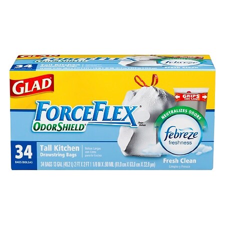 Glad Tall Trash Bags, Febreze Scent, 13 Gal 70320