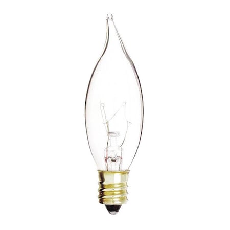 Satco 10 W CA7 Incandescent - Clear - 1500 Hours - 80L - Candelabra Base - 120V S3272