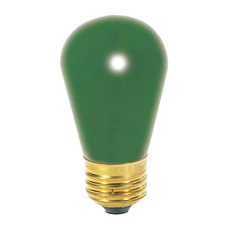 Satco 11 W S14 Incandescent - Ceramic Green - 2500 Hours - Medium Base - 130V, PK4 S3962