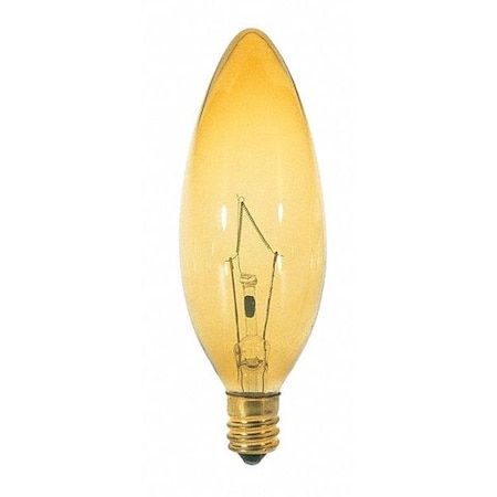 Satco 25 W BA9 1/2 Incandescent - Transparent Amber - 1500 Hours - Candelabra Base - 120V S3813