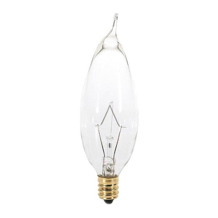 SATCO 25 W CA8 Incandescent - Clear - 1500 Hours - 210L - Candelabra Base - 120V S3274