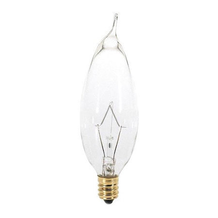 Satco 25 W CA8 Incandescent - Clear - 1500 Hours - 210L - Candelabra Base - 120V S3274