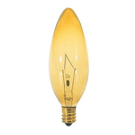 Satco 60 W BA9 1/2 Incandescent - Transparent Amber - 1500 Hours - Candelabra Base - 120V S3819