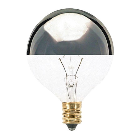 Satco 60 W G16 1/2 Incandescent - Silver Crown - 1500 Hours - 672L - Candelabra Base - 120V S3246