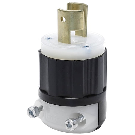 Leviton Locking Plug, L2-20P, 20 A, 250V AC, Single Phase, 2 Pole, Screw Terminals, Black, White 7102-C