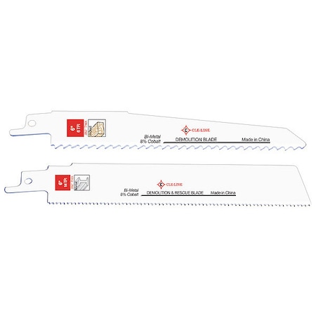 Cle-Line 9x7/8x0.062 6T Demolition Wood/Nail Cutter Bi-Metal Reciprocating Blade Cle-Line RSB-D (5/Tube) C30102