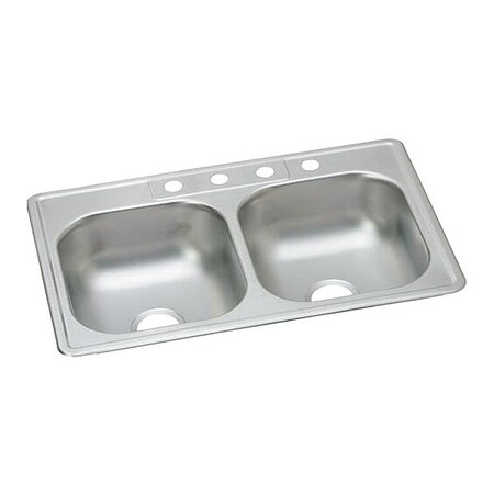 Elkay Gourmet 20G 33" X 22" X 7.0625" Double Bowl TMt Kitchen Sink SS DDG233222
