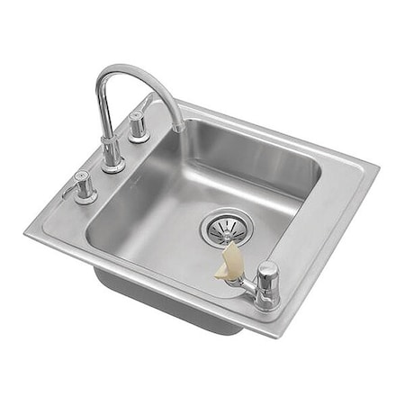 Elkay Single Bowl 18G 22' X 19.5' X 5.5' Top Mount Sink Kit Lustertone DRKADQ222055C