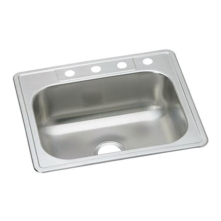Elkay Single Bowl 22G 25" X 22" X 7.0625" Top Mount Kitchen Sink Satin DDW10125221