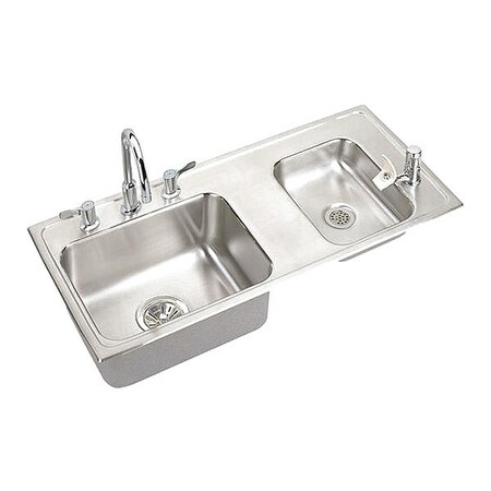 Elkay Double Bowl 18G 37.25' X 17' X 6.5' TMt Sink Kit Lustertone DRKADQ371765RC