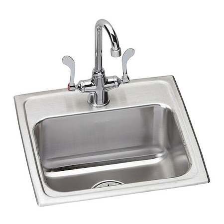 Elkay Gourmet 18G 17' X 16' X 6' Single Bowl TMt Kitchen Sink Kit SS LRAD171660C