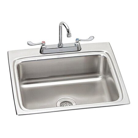 Elkay Gourmet 18G 25' X 22' X 6.5' Single Bowl TMt Kitchen Sink Kit SS LRAD252265C
