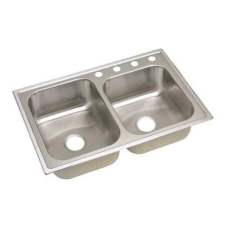 Elkay Gourmet 20G 33" X 22" X 8.25" Double Bowl TMt Kitchen Sink SS DPC2250R3
