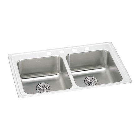 Elkay Lustertone 18G 29' X 22' X 6.5' 2Bwl TMt Kitchen Sink Kit SS LRAD292265PD4