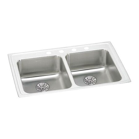 Elkay Lustertone 18G 33' X 19.5' X 6.5' 2Bwl TMt Kitchen Sink Kit SS LRAD331965PDMR2