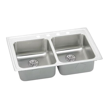 Elkay Lustertone 18G 33' X 19.5' X 6.5' 2Bwl TMt Kitchen Sink Kit SS LRADQ331965PDMR2