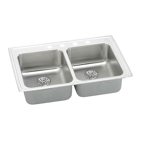 Elkay Lustertone 18G 33' X 21.25' X 6.5' 2Bwl TMt Kitchen Sink Kit SS LRADQ332165PD3