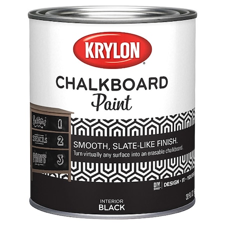 Krylon Interior Paint, Smooth, Water Base, Black, 1 qt K05223007