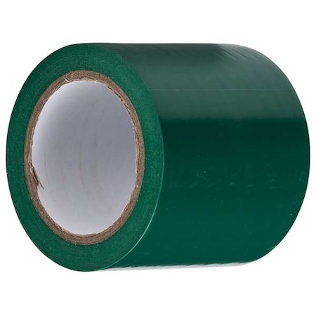 Brady Aisle Marking Tape Vinyl, Adhesive: Pressure Sensitive Rubber Green, 4" W x 108 ft. L, 0.0055" Thick 102834