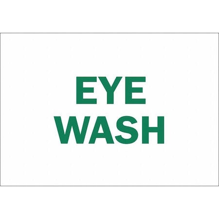 Brady Eye Wash Sign, 10" x 14", Green/White 41226