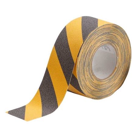 Brady Anti Slip Tape Film: Polyester, Adhesive: Acrylic Proprietary Grit Size, Black/Yellow, 3" W x 78148