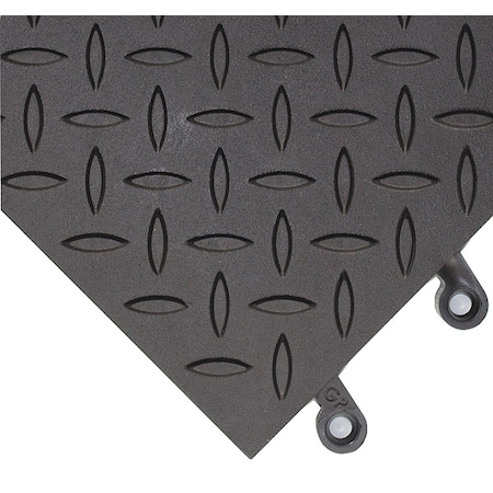 Wearwell Interlocking Antifatigue Mat Tile, 18 in W x PVC, Black 599.78X18X18BK-CS10