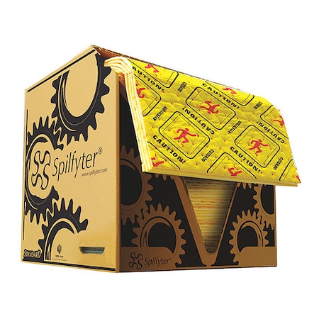 Partners Brand Sorbent Pad, Oil, 16 in x 18 in, Yellow, 100 PK SORB580