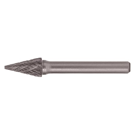 Bassett 1/4x1/4 Hardened Steel Shank Standard Cut Carbide SM-3 BM Pointed Cone Bur B55183