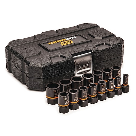 Gearwrench 15 Piece 1/4" & 3/8" Drive Bolt Biter Impact Extraction Socket Set 84783