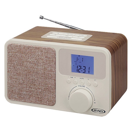Jensen Digital AM/FM Dual Alarm Clock Radio with Wood Cabinet JCR-315