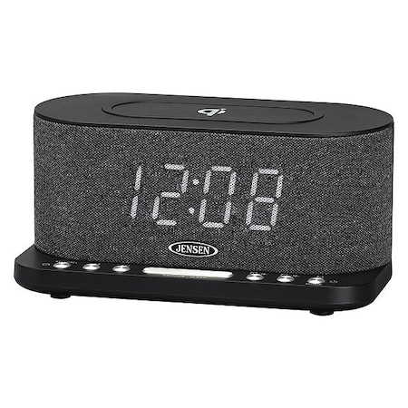 JENSEN Dual Alarm Clock Radio with Wireless Qi Charging QICR-50