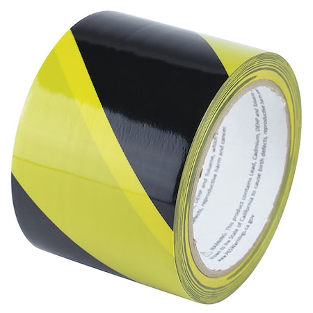 Zoro Select Hazard Warning Tape Vinyl Black/Yellow, 3" W x 18 yd. L, 8 mil Thick HT202BY