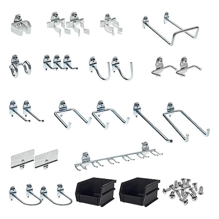 Triton Products 26 pc. Steel Pegboard Hook & Bin Assortment for 1/8 In. and 1/4 In. Pegboard (24 Asst Hooks & 2 Bins) 76901