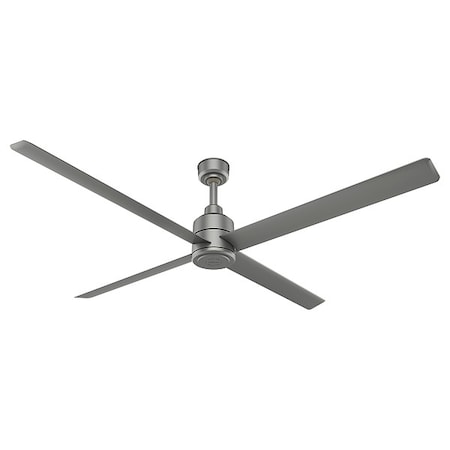 Hunter Commercial Ceiling Fan, 8 ft Blade Dia, 8 Speeds, 120V AC, Silver Polypropylene 76288