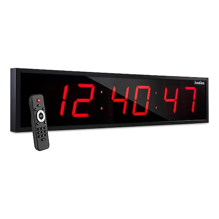 Ivation Digital Clock, LED, Rectangle, 60" W, Red JID0160TRED