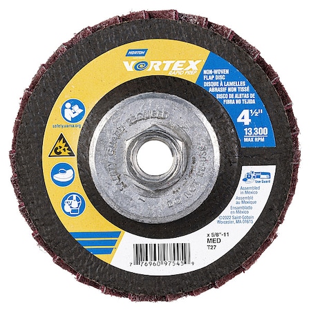 Norton Abrasives Flap Disc, Aluminum Oxide, 4 1/2" dia 77696097545
