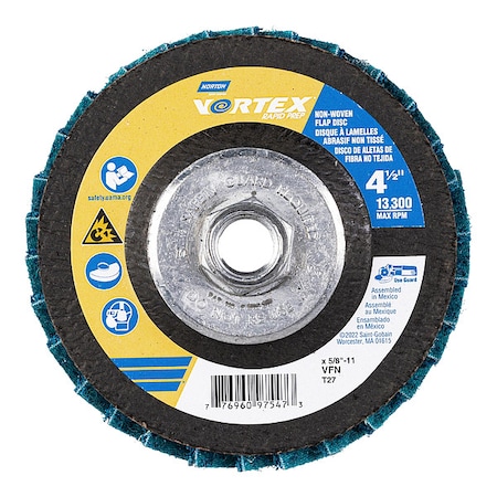 Norton Abrasives Coated Flap Disc, Type 27, 13,300 RPM 77696097547