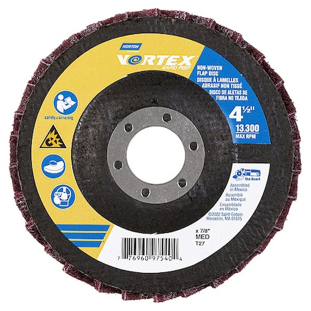 Norton Abrasives Flap Disc, Aluminum Oxide, 4 1/2" dia 77696097540