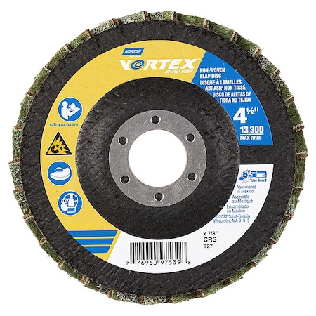 Norton Abrasives Flap Disc, Aluminum Oxide, 4 1/2" dia 77696097539