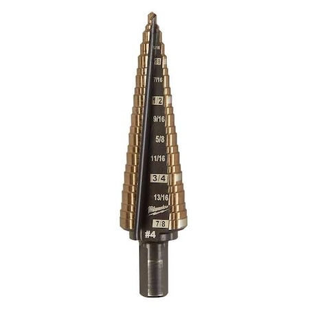 Milwaukee Tool 3/16 in. - 7/8 in. No 4 Cobalt Step Drill Bit 48-89-9284