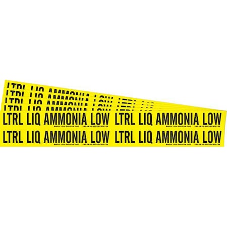 Brady Pipe Marker, Ltrl Liq Ammonia Low, PK5 105797-PK