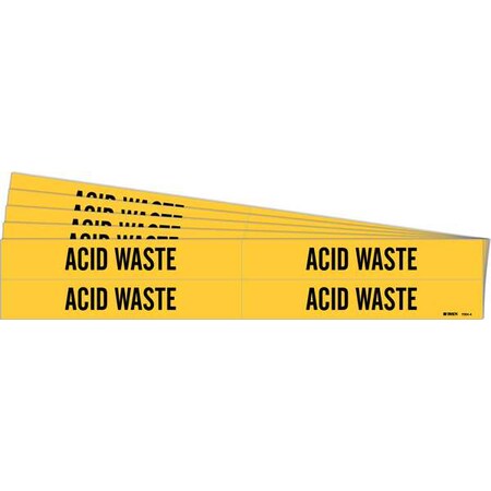 Brady Pipe Marker, Black, Acid Waste, PK5, 7004-4-PK 7004-4-PK