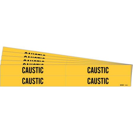 Brady Pipe Marker, Adhesive, Black, Caustic, PK5, 7040-4-PK 7040-4-PK