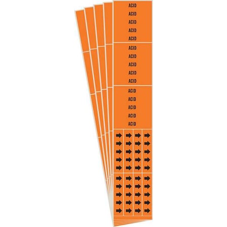 Brady Pipe Marker, Adhesive, Black, Acid, PK5, 7318-3C-PK 7318-3C-PK