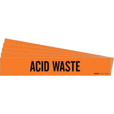 Brady Pipe Marker, Black, Acid Waste, PK5, 7320-1HV-PK 7320-1HV-PK
