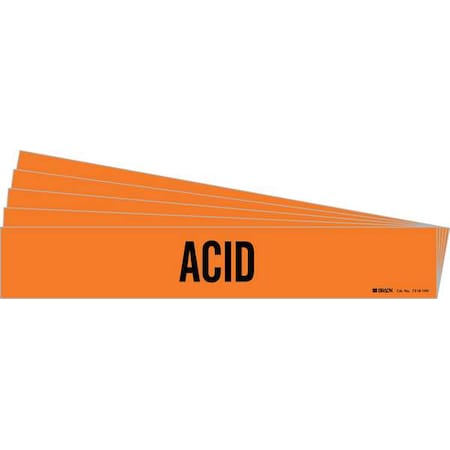 Brady Pipe Marker, Adhesive, Black, Acid, PK5, 7318-1HV-PK 7318-1HV-PK