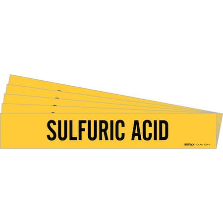 Brady Pipe Marker, Black, Sulfuric Acid, PK5, 7279-1-PK 7279-1-PK