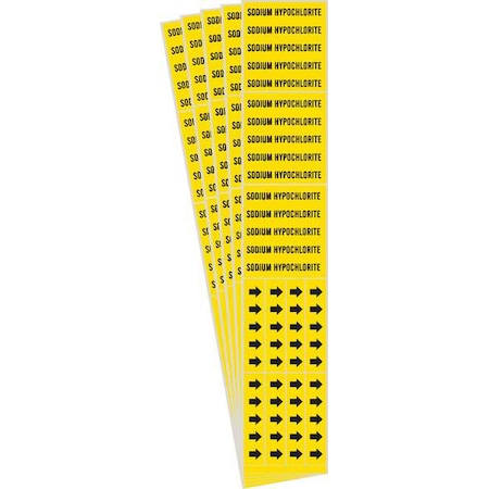 Brady Pipe Marker, Sodium Hypochlorite, PK5, 7264-3C-PK 7264-3C-PK